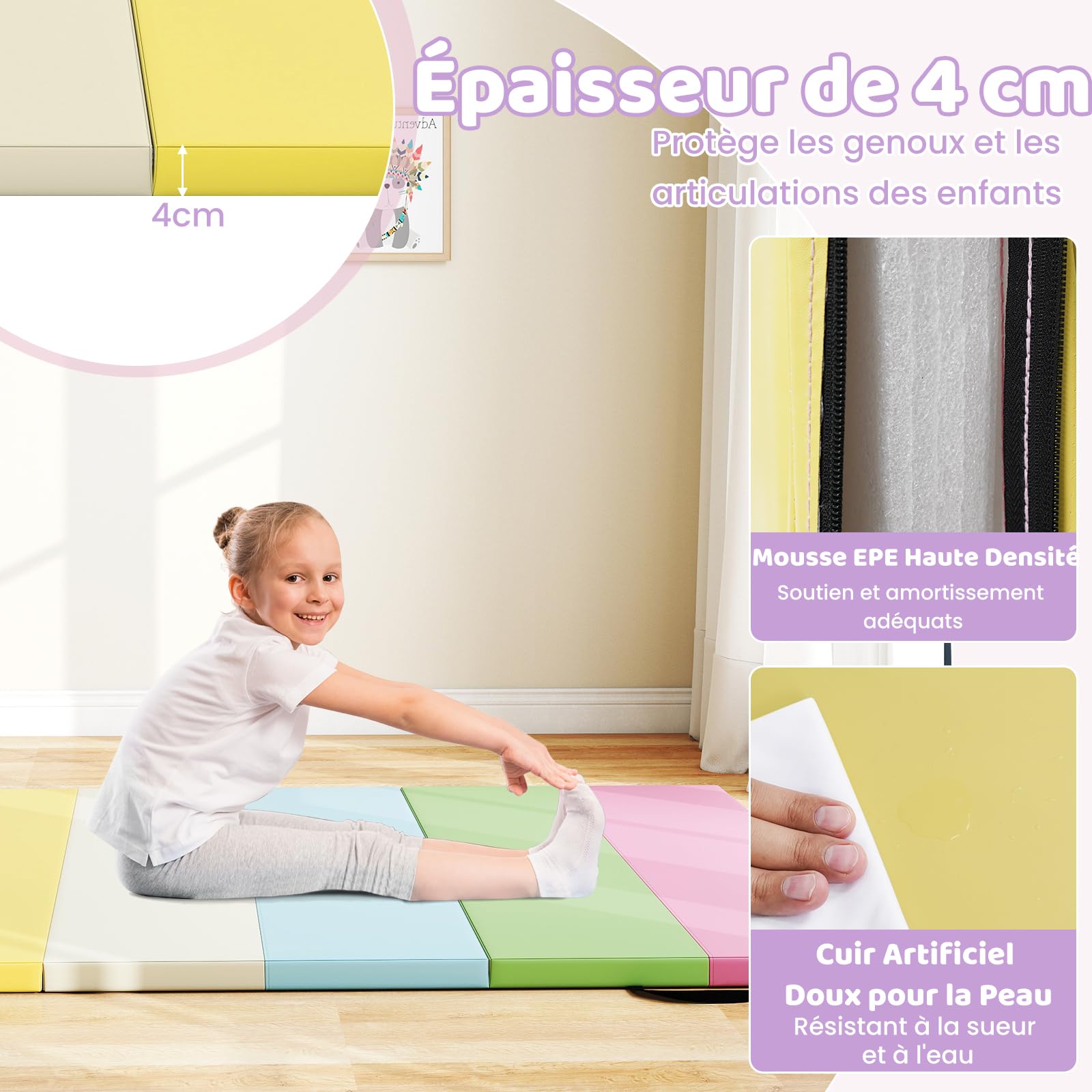 BestMassage Tapis de gymnastique pliable et léger de 5,1 cm d'épaisseur - Tapis de fitness, yoga BestMassage Tapis de gymnastique pliable et léger de 5,1 cm d'épaisseur - Tapis de fitness, yoga