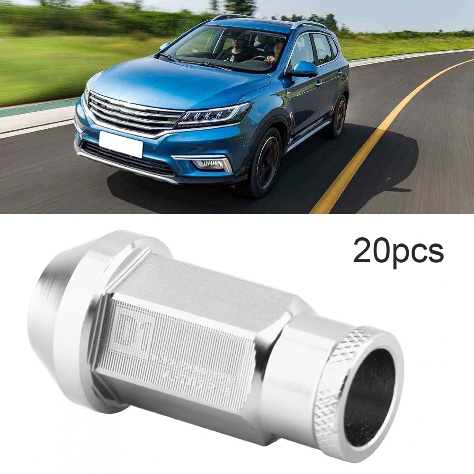 Tornillo para Neumático de Coche Rueda de Carreras Tuerca de Aluminio M12X1.5 Tornillo para Neumático de Coche Tuerca de Rueda Tuerca de Rueda de Carreras para el Hogar(Plata)