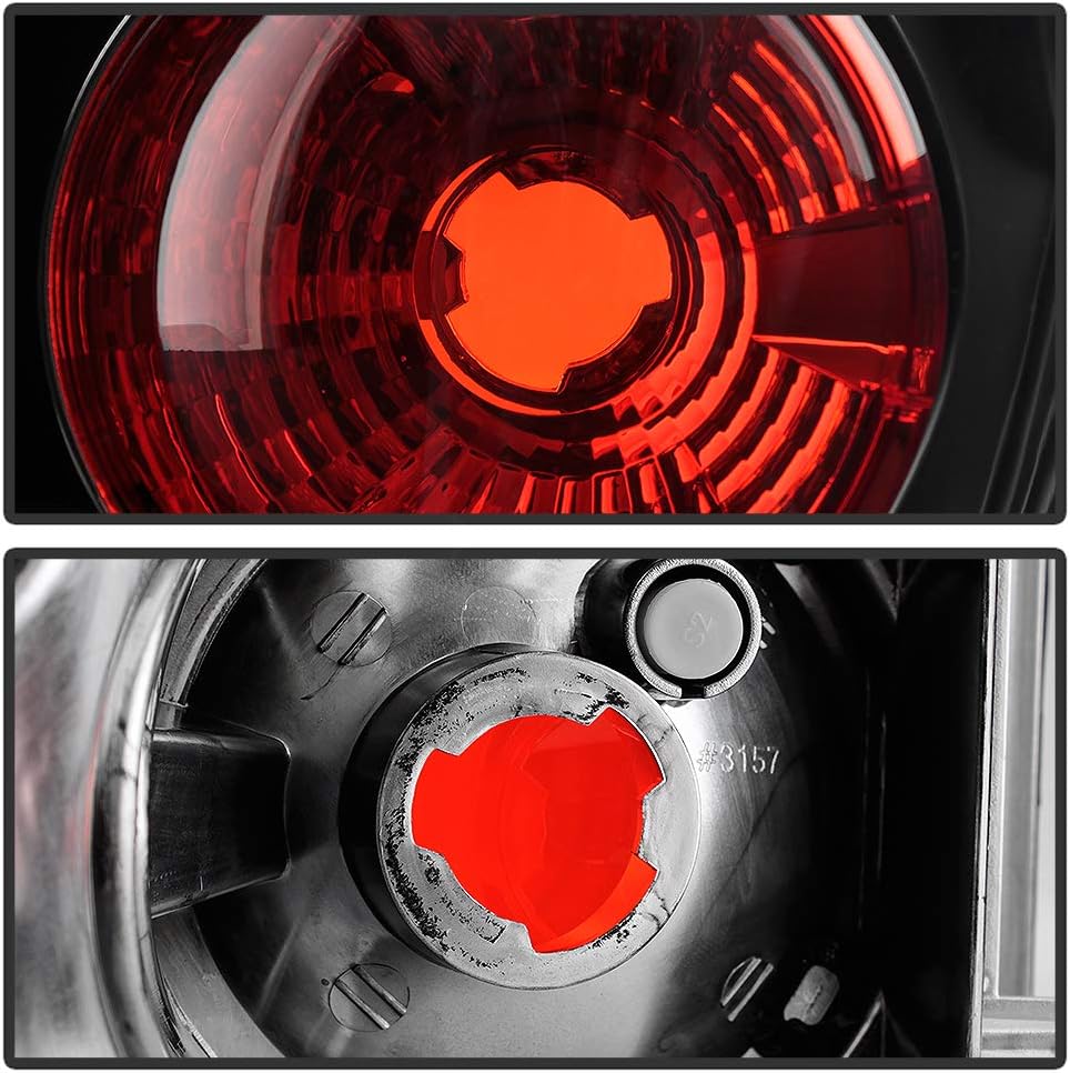 ACANII - For 2004-2008 Ford F150 Flareside Black Housing Rear Tail Lights Brake Lamps Pair Set Driver & Passenger Side
