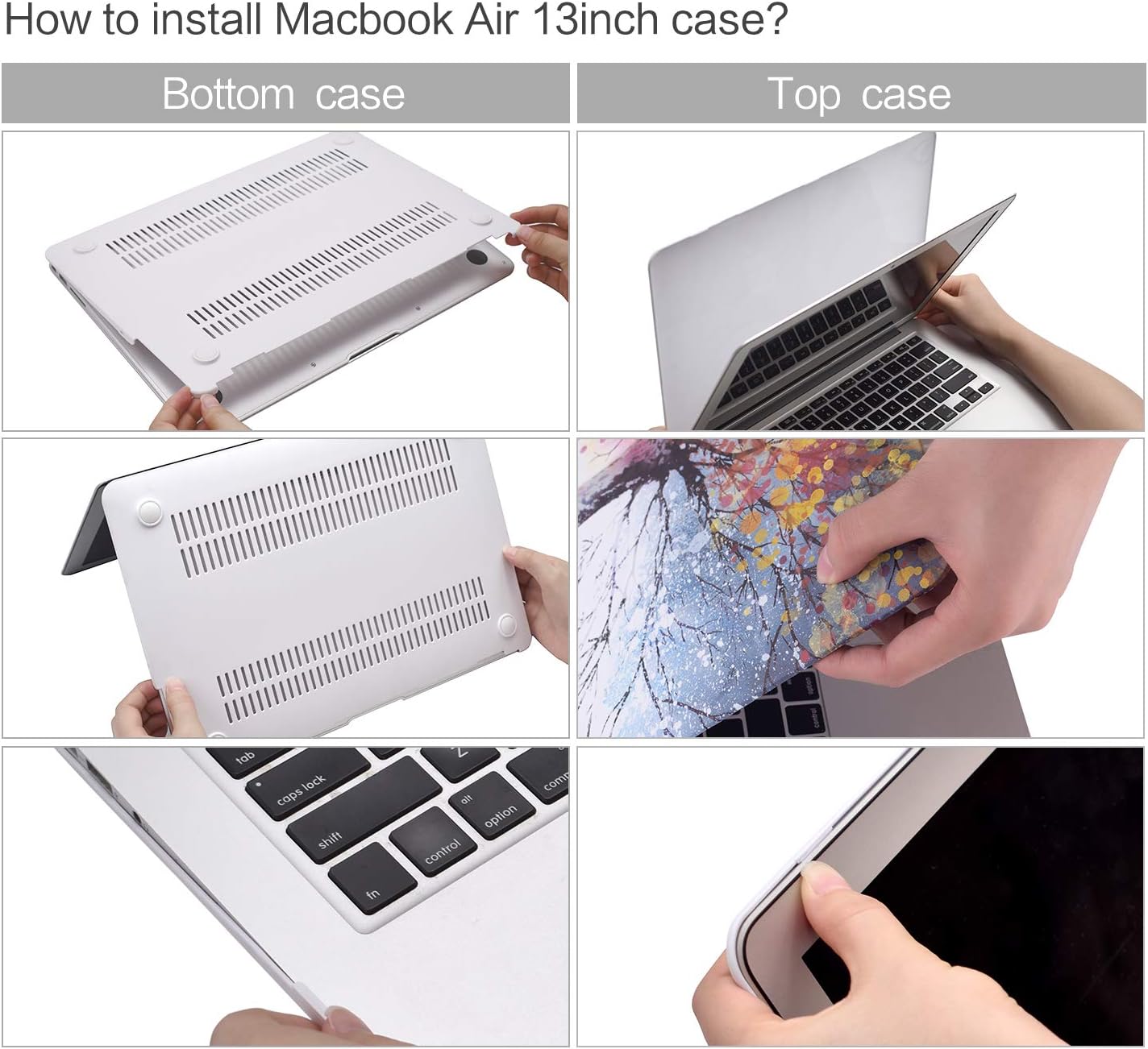 Lalumix Model A1369/A1466 MacBook Air 13 Inch Case, Rubberized Protective Hard Laptop Case Shell Set for Mac Air 13" (Older Version), Colorful Tree
