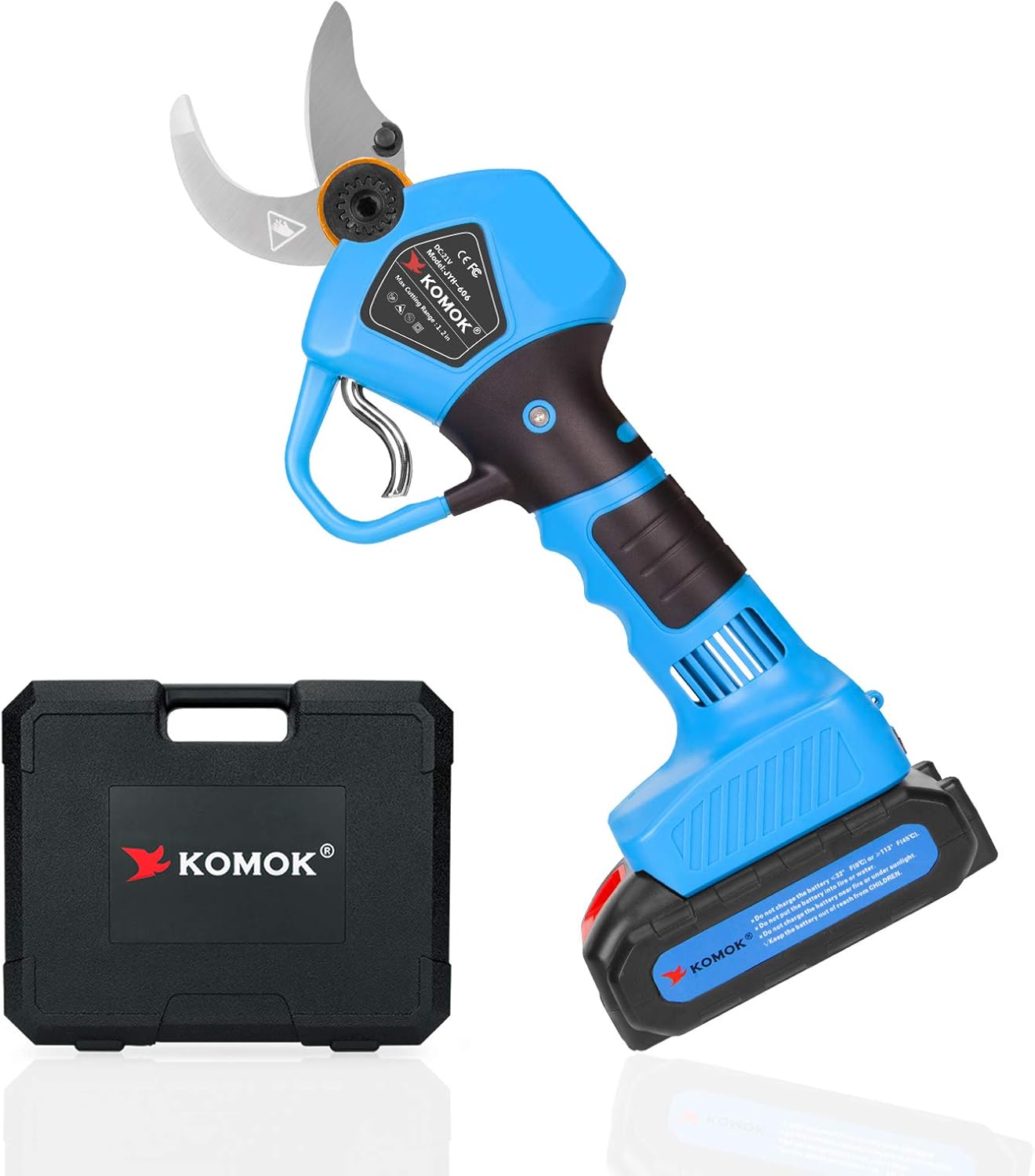 KOMOK Electric Pruning Shears, Cordless Power Branch Cutter Fruit Tree Trimming MAX 1.38" Cutting Capacity, 2PCS 2000mAh Battery Operated Pruning Shears, 6-8 Working Hours : Patio, Lawn & Garden