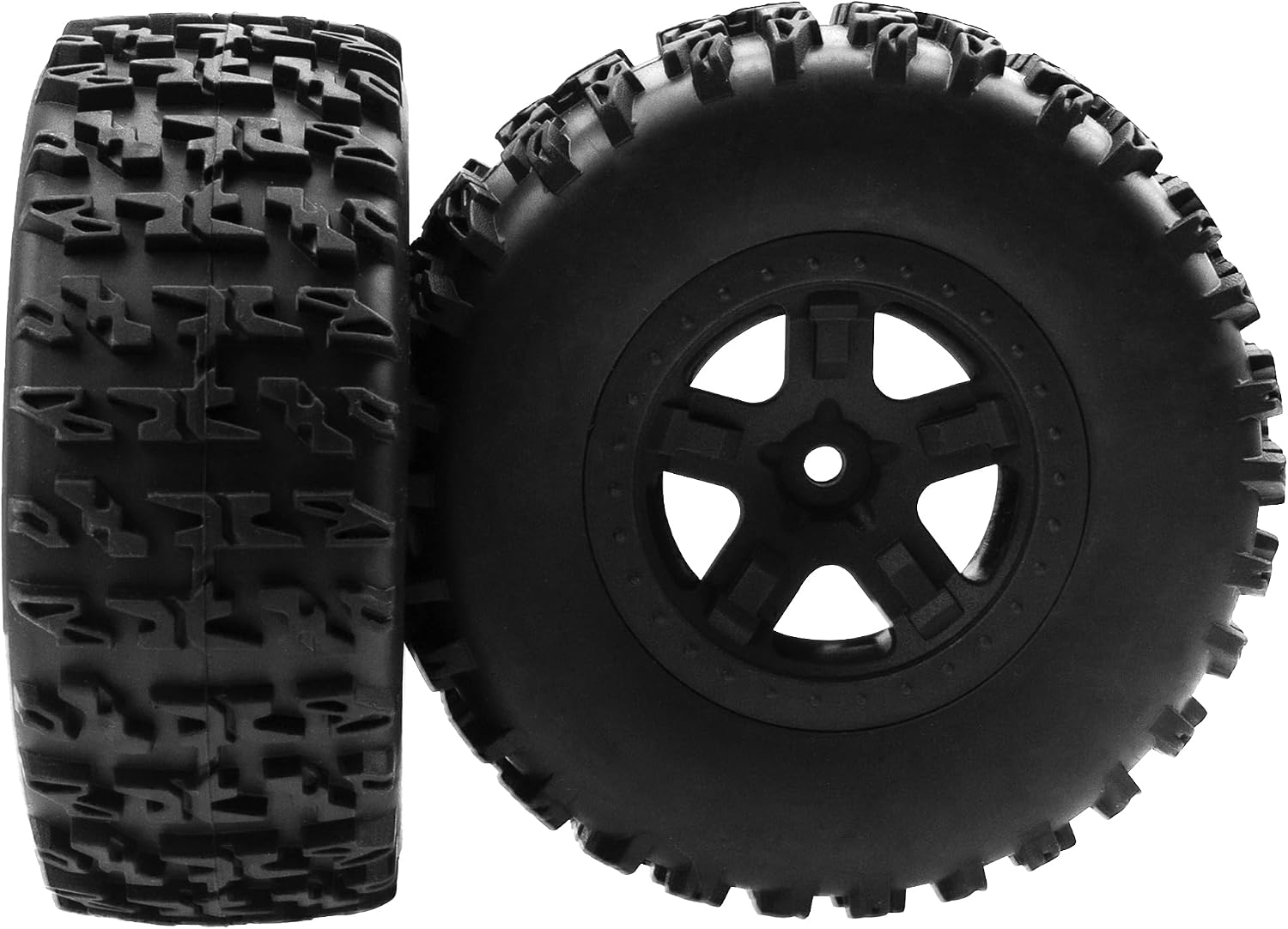 4-Pack 1/10 RC Short Course Truck Wheels & Tires 5-Spoke OD110mm Fits Losi Traxxas Arrma HPI Redcat