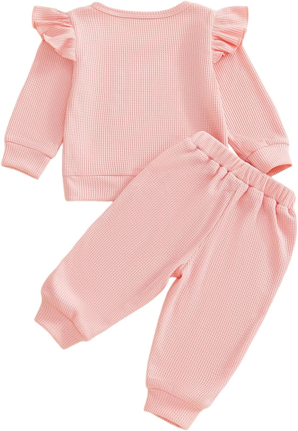 Aunties Bestie Baby Outfit Toddler Girl Long Sleeve Pullover Tops and Waffle Pants Set 2Pcs Infant Fall Winter Clothes - Image 4