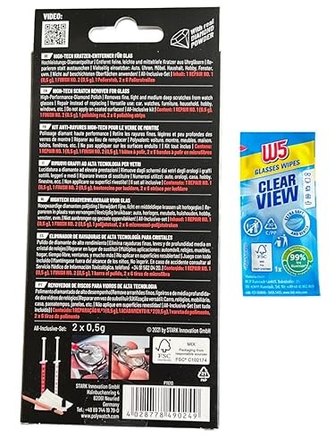 Miniatura 3 de Polywatch Pasta de pulido de cristal de vidrio para reloj con limpiador de toallitas W5