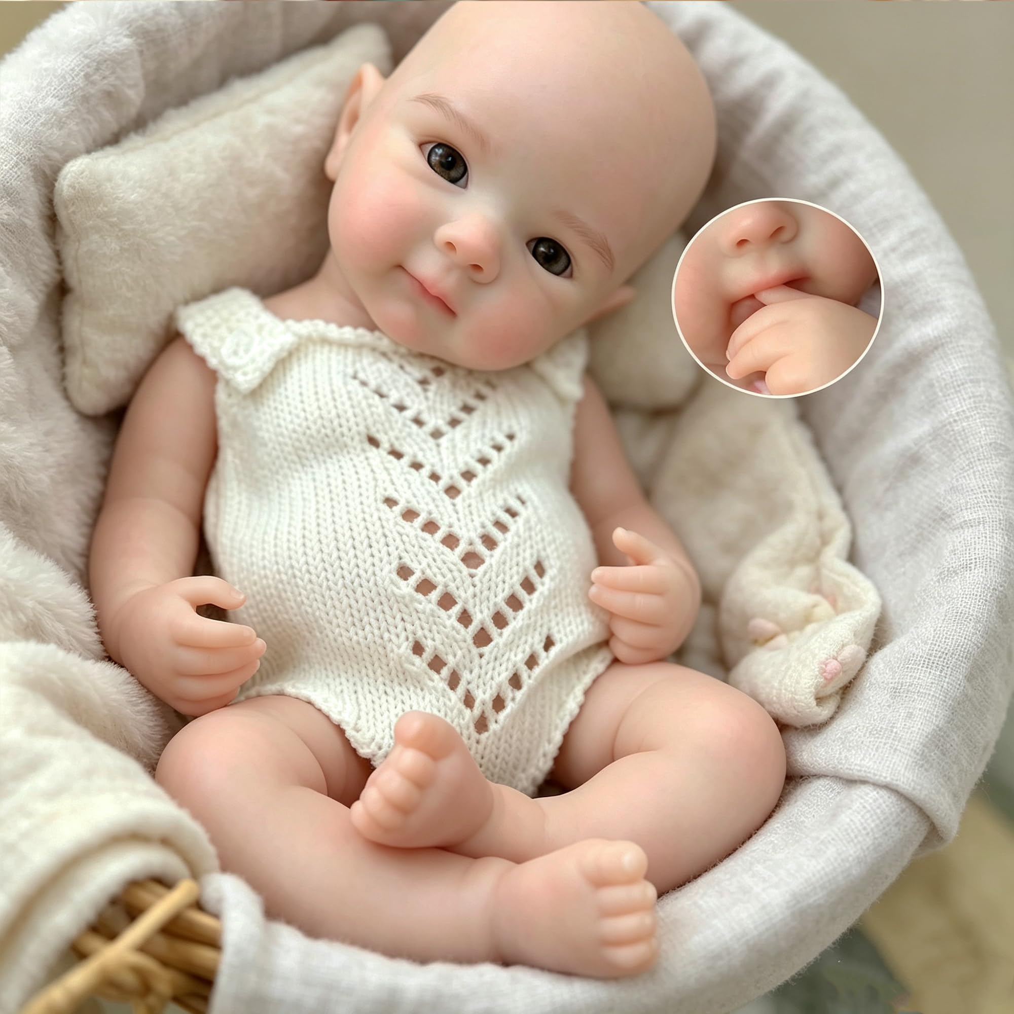 Bambole realistiche con bocca aperta in silicone corpo intero 13 pollici Bambole realistiche in silicone bambina - Bettie