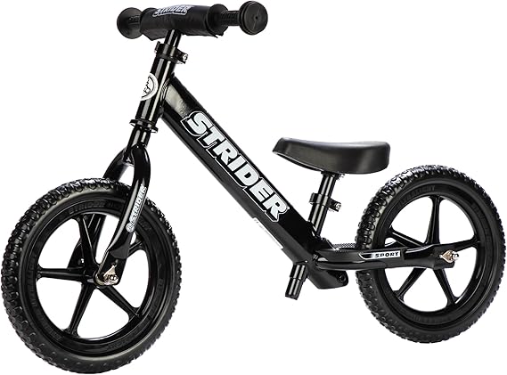 Strider 12 Sport Bike - No Pedal Balance Bicycle for Kids 1 to 4 Years - Includes Safety Pad, Padded Seat, Mini Grips & Flat-Free Tires - Tool-Free Assembly & Adjustments