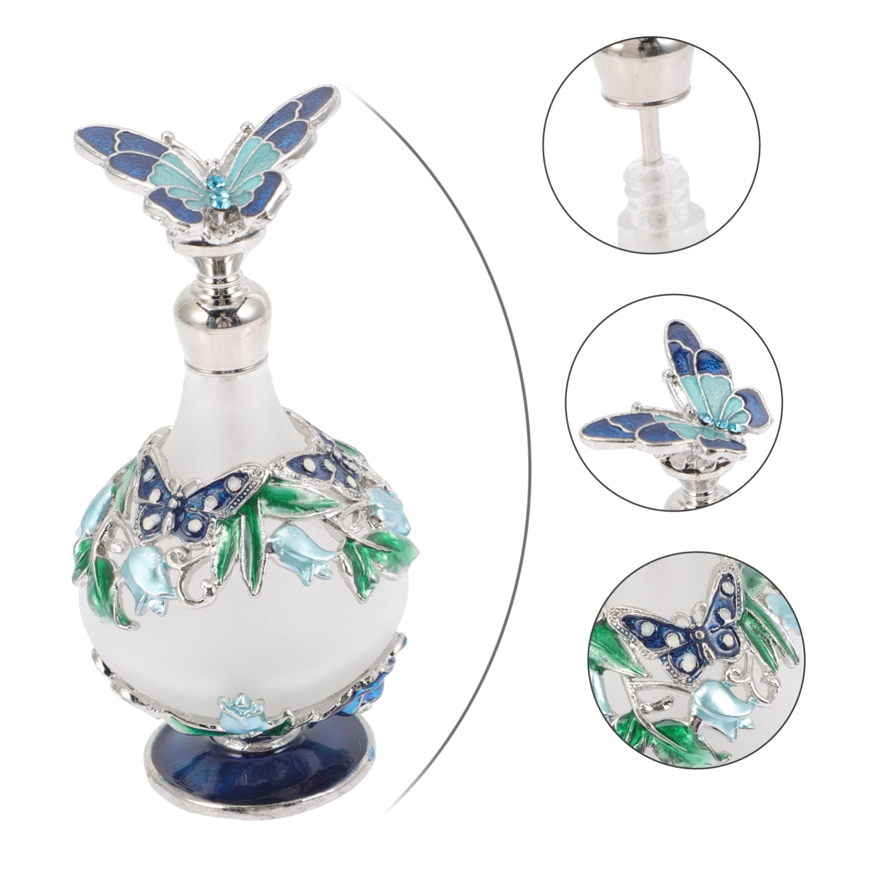 Perfume 25ml de Vidrio de Aleación Botella y Recargable Vintage Anti-shock para Aceites Esenciales y Perfumes, Adecuado para Viajes y Spas