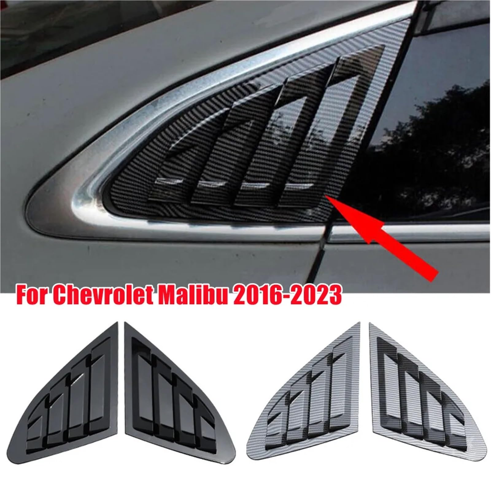 Osłona żaluzji tylnej szyby Pasuje do Chevroleta Malibu 2016-2021, żaluzji tylnej szyby, osłony bocznych otworów wentylacyjnych, rolet zewnętrznych Żaluzja Tylnej Szyby Bocznej(Matte Black)