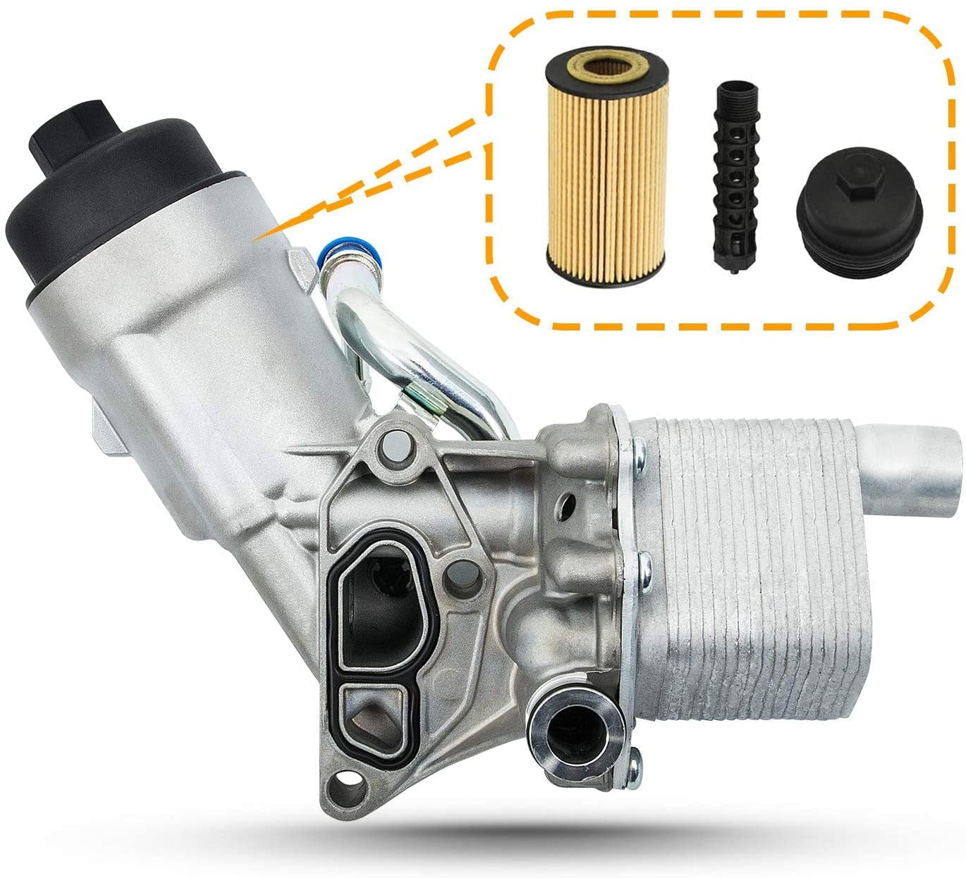 RANSOTO Engine Oil Cooler Filter Housing Assembly With Gasket Compatible with 2011-2021 1.4L Turbo Chevy Cruze Sonic Trax Buick Encore Replace 55566784 650039 88179-91400