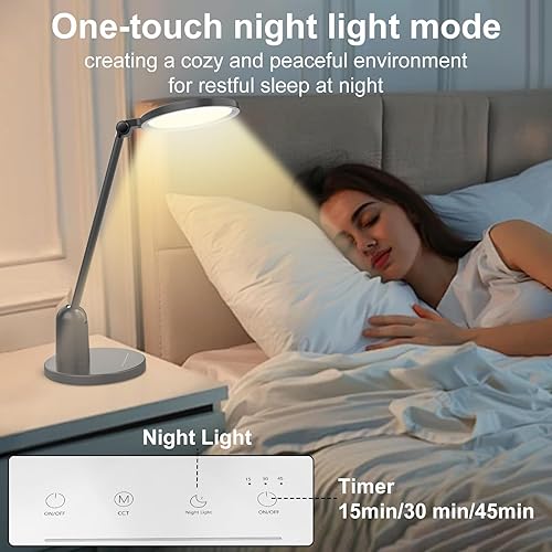 Miniatura 5 de Lámparas de escritorio para oficina en casa con base estable, luz LED de escritorio ultra brillante de 1000 lúmenes, lámpara de mesa regulable de