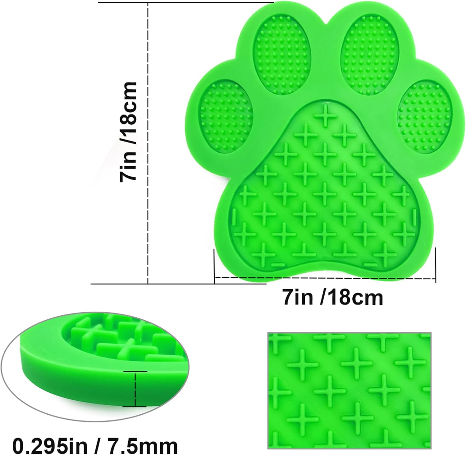 Dog Lick Pad, Dog Washing Distraction Device, Slow Eating Cute Mat with Super Suction for Pet Licking Peanut Butter, Bathing, Grooming Training (Green) image 2