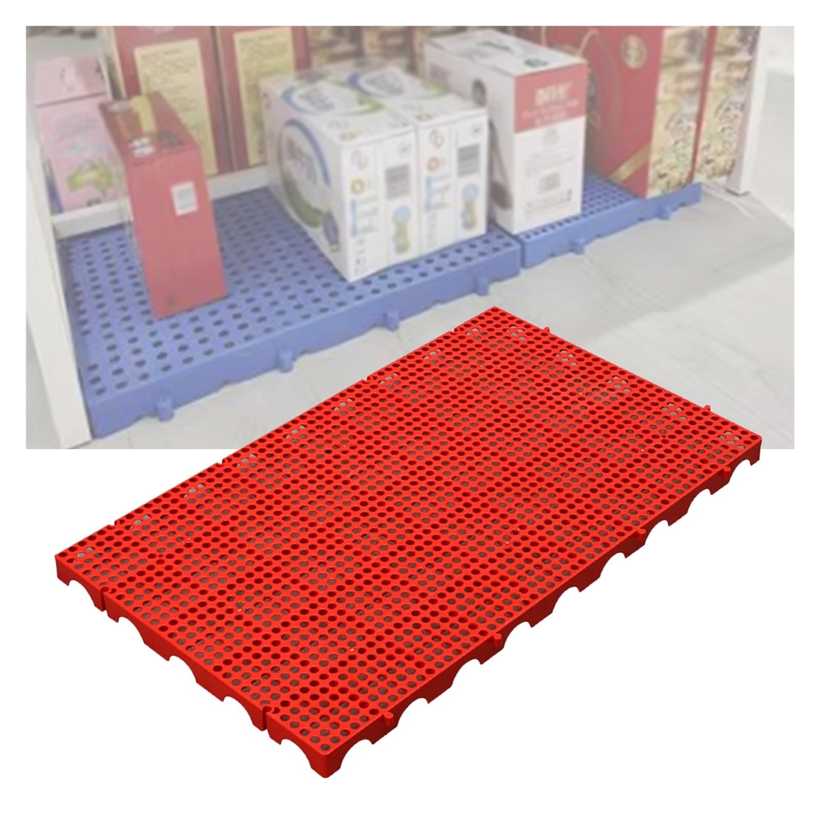 Palettes logistiques en Plastique, palettes légères en polyéthylène, présentoirs de supermarché, Plateau en Plastique (Rouge 39,4 x 23,6 x 2 Pouces, 6 pièces)