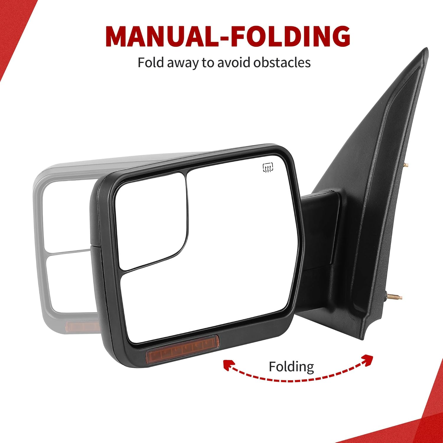 YITAMOTOR Left Driver Side Mirror Compatible with 2004-2014 Ford F150, Power Heated Door Mirror with Puddle Light Turn Signal Light Black