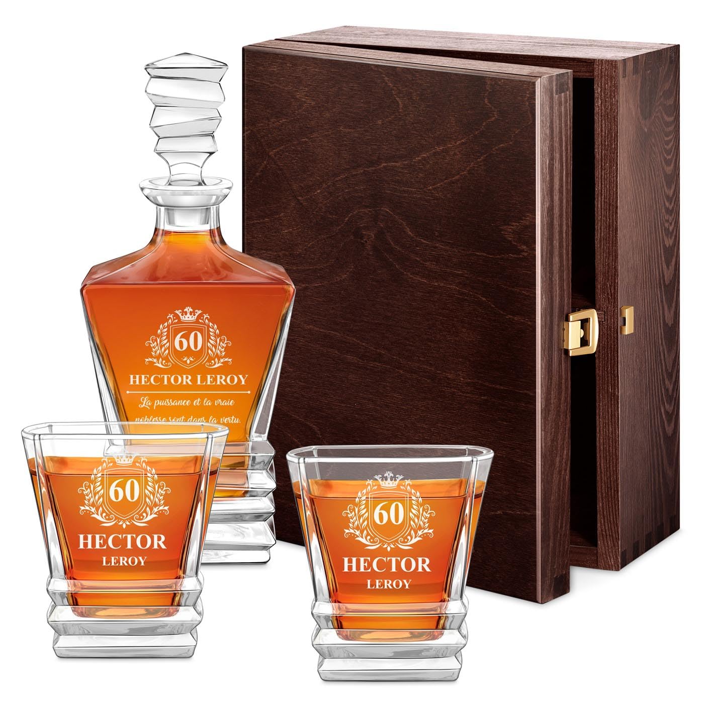 Maverton Ensemble à whisky pour homme, Carafe et 2/4/6 verres | Motif géométrique, Set élégant pour lui, Ensemble à whisky avec personnalisation, Carafe et verres uniques, Style
