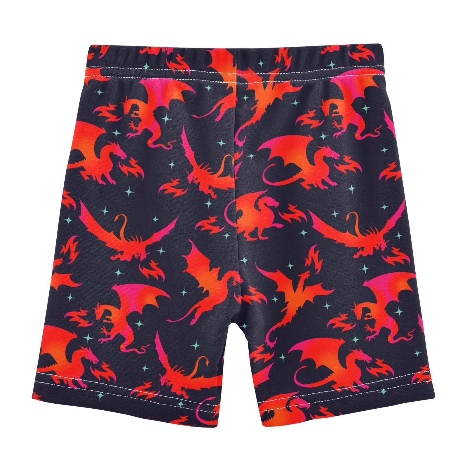 JHKKU Girls Fiery Dragon Shorts Cotton Cartwheel Bike Kids Biker Under Dress Dance Short Girl Clothes 6T