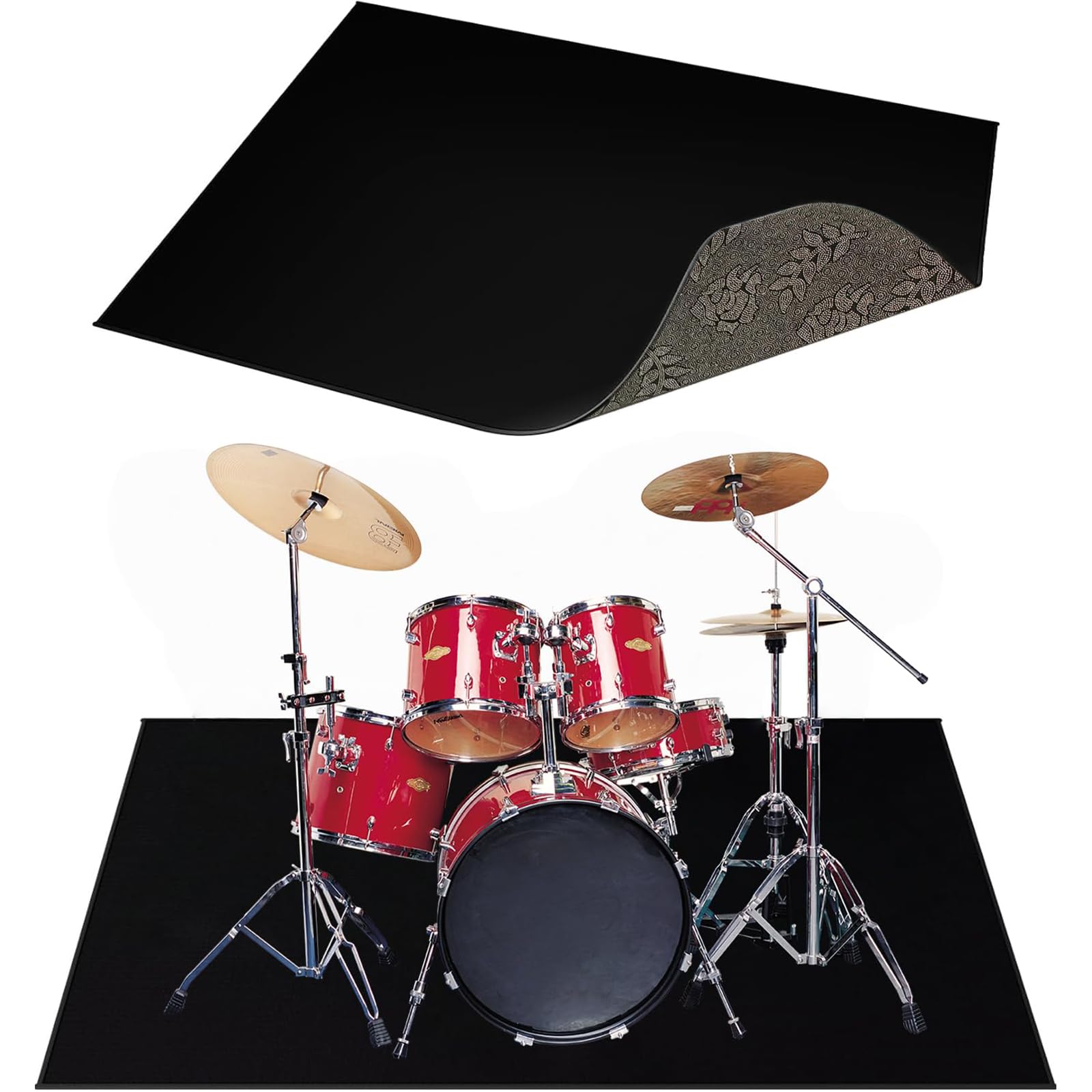 Tappeto antiscivolo per batteria, 120 x 160 cm, insonorizzato, per batteria elettronica/jazz, pedali per basso, protezione del pavimento, accessori per batteria