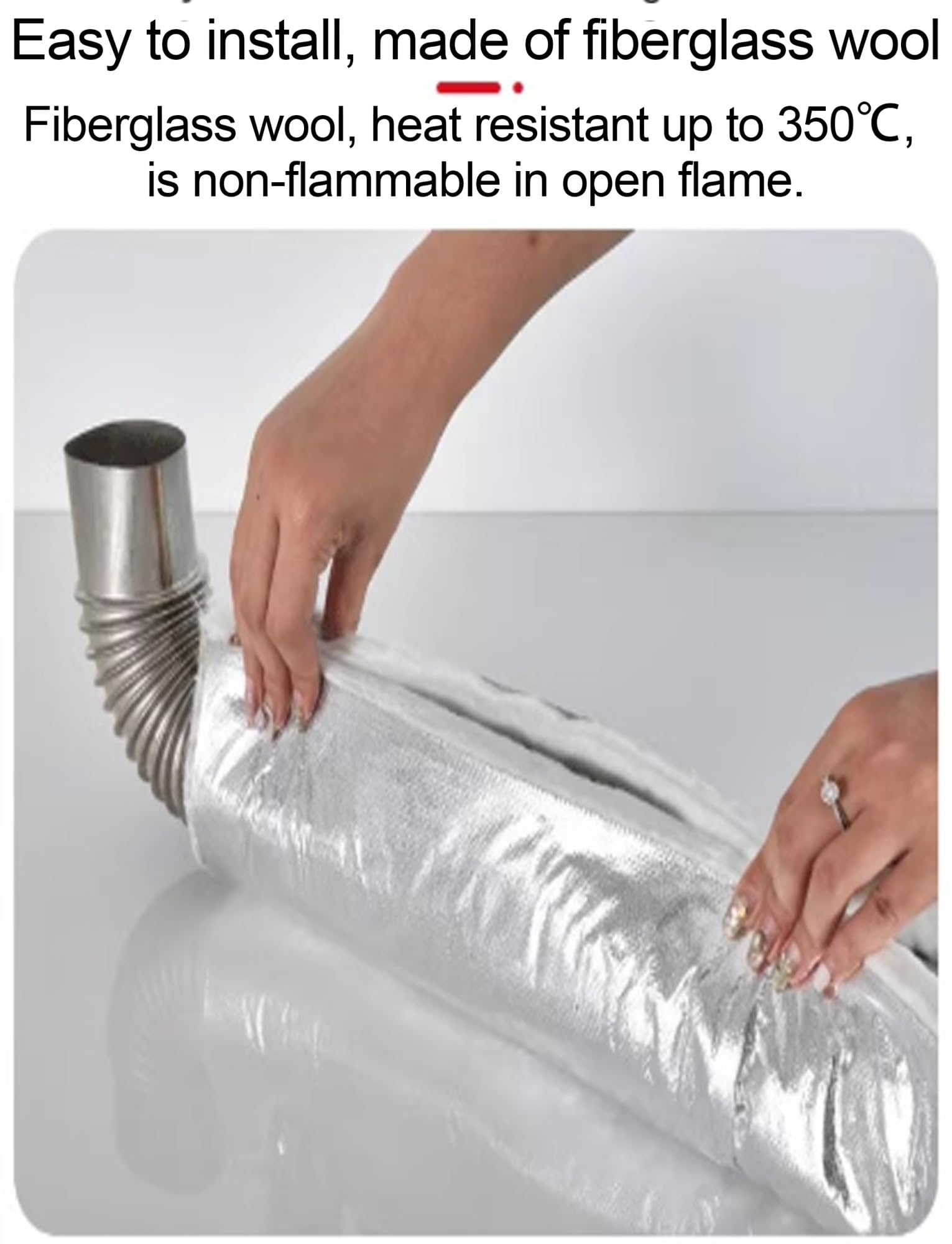 Aislamiento térmico de fibra de vidrio for tuberías, con respaldo de aluminio y protección contra altas temperaturas(0,78 pulgadas de espesor).(D-11cm (4.3in))