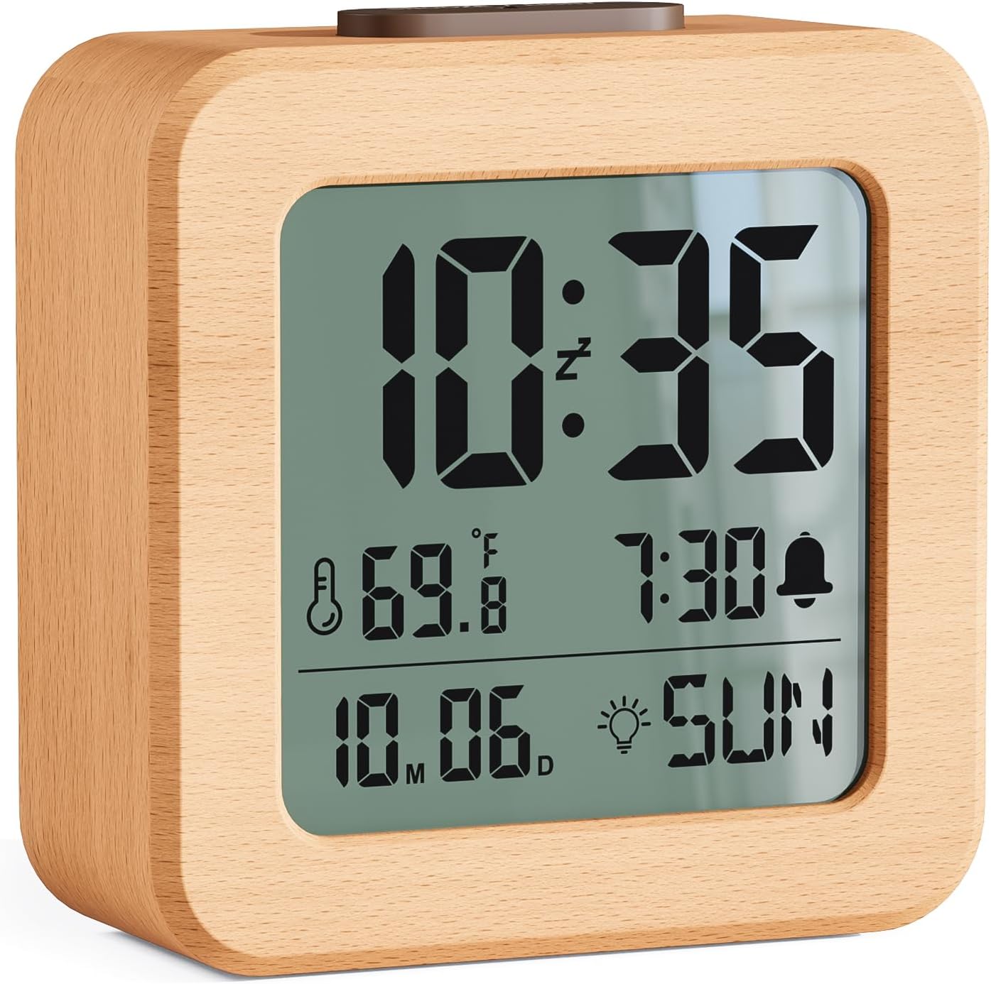 CHEREEKI Battery Operated Clock with Real Wood Case, Loud Alarm, Snooze, Automatic Light Sensor, Temperature, Date and Day of the Week Display (3 AAA Batteries Included) CHEREEKI Battery Operated Clock with Real Wood Case, Loud Alarm, Snooze, Automatic Light Sensor, Temperature, Date and Day of the Week Display (3 AAA Batteries Included)