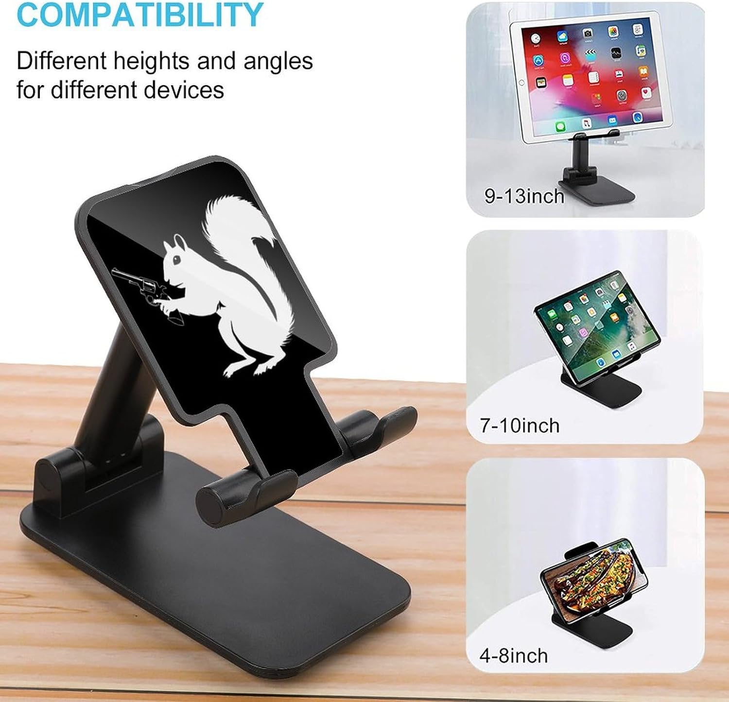 Funny Squirrel Gun Phone Stand for Desk Phone Holder Black image 3