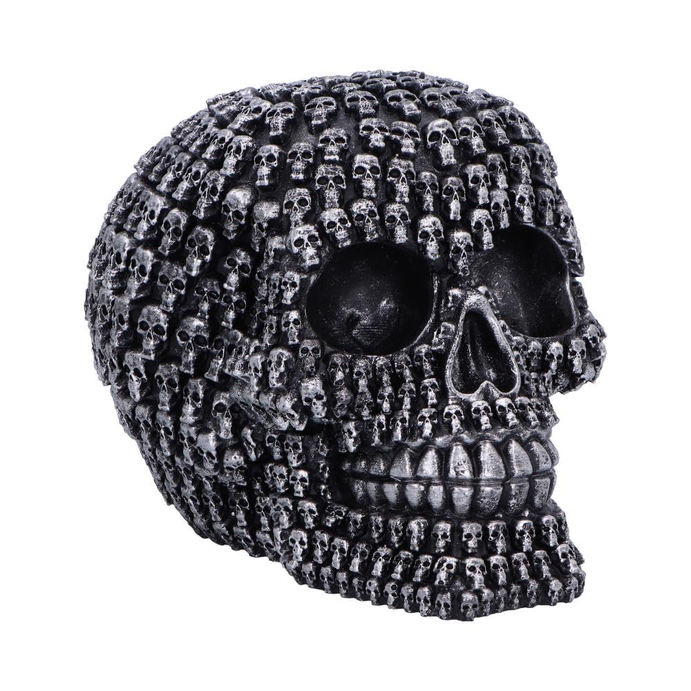 Nemesis Now Women's Black Crania Decorative Resin Skull - Gothic Decor & Horror Decor, Skull With Mini Silver Skulls, 15 Cm Tall