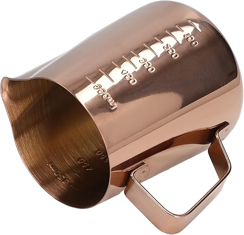 Miniatura 8 de Taza de espuma, jarra de leche de café 550ML con escala Jarra de vapor de acero inoxidable de oro rosa