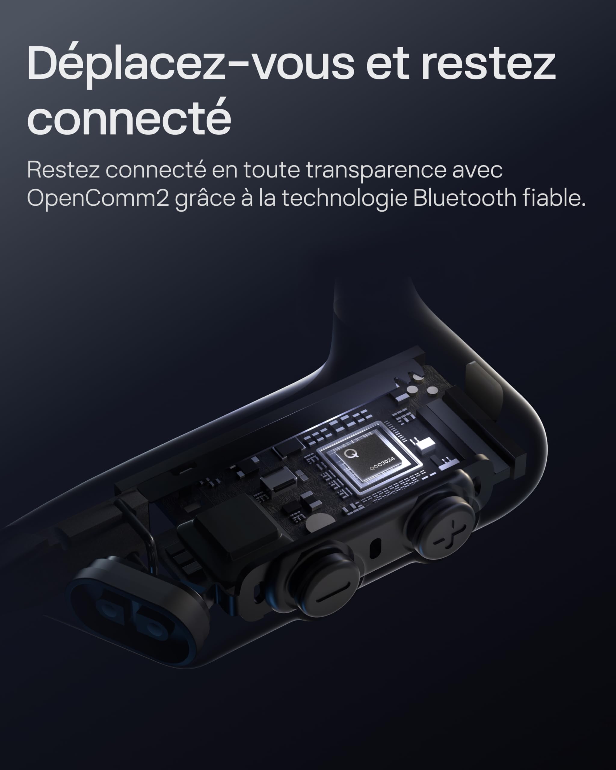 SHOKZ OpenComm2 2025 Upgrade Conduction osseuse, écouteurs Bluetooth Oreilles Libres avec Micro Anti-Bruit, écouteurs sans Fil pour Le Travail et Les appels, 16 Heures d'autonomie,Signet de, Noir