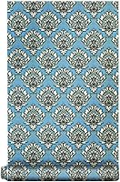 Vista 11 de Paquete de 2 revestimientos para estantes para armarios de cocina, armarios, fáciles de limpiar, autoadhesivos, papel tapiz de damasco verde