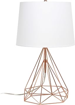 Elegant Designs LT1054-RGD Modern Geometric Wired Metal Hollowed Out Table Lamp, Rose Gold