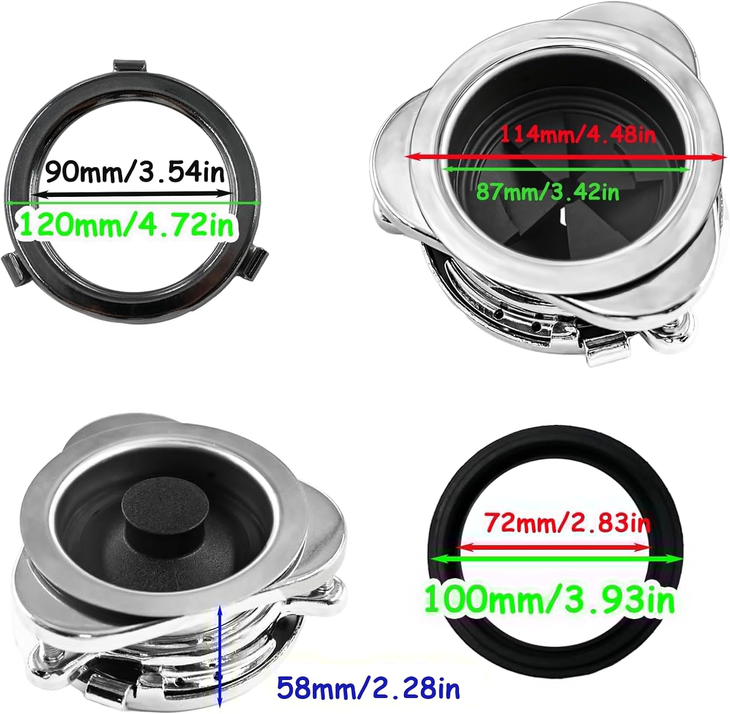 Garbage Disposal Flange Kit and Stopper for InSinkErator,3 Bolt Mount Stainless Steel Kitchen Sink Flange Parts with Stopper Compatible with InSinkErator Models Garbage Disposal(114mm)