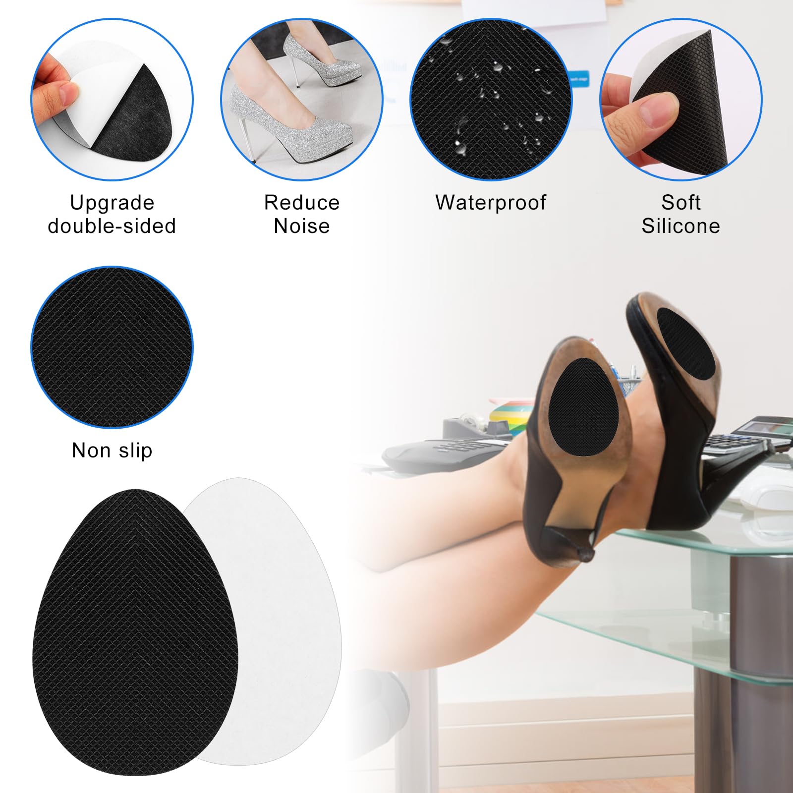 16 Stück / 8 Paar rutschfeste Schuhpolster für die Unterseite der Schuhe – selbstklebende Sohlenschutz für High Heels und flache Schuhe – rutschfeste Schuhe Grips Aufkleber für rutschige Böden