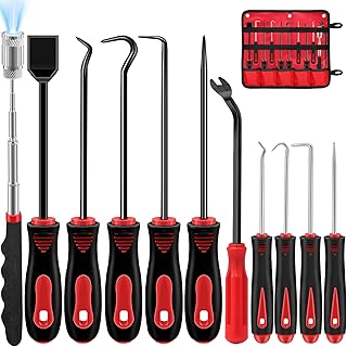 11 Pcs Hook and Pick Set Mechanic, Automotive Pick Tool for Car Oil Seal/O-Ring Seal Hoses Puller Remover Gasket Scraper Magnet Pickup Tool