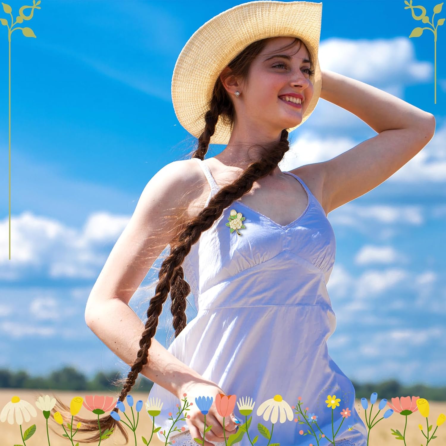 Tondiamo 54 Pieces Enamel Pins Set Wildflower Enamel Pins Daisy Award Pin for Nurses Flower Brooches for Backpacks Bags Hats Clothes Spring Wildflower Birthday Nurse Day Party Favor - Image 4