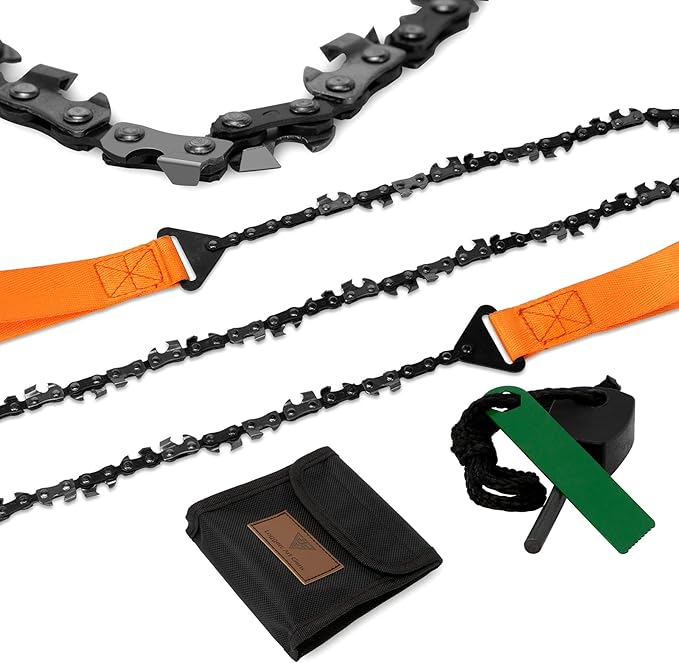 Loggers Art Gens 24"31"Twosided Teeth Pocket Chain Saw & FREE Fire