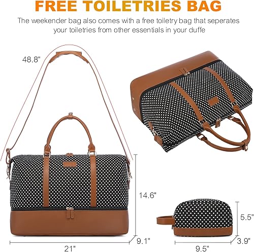 Miniatura 2 de Sucipi Bolsas de fin de semana para mujer, bolsa de lona de viaje con compartimento para zapatos, bolsa de viaje para el gimnasio, bolsa de viaje