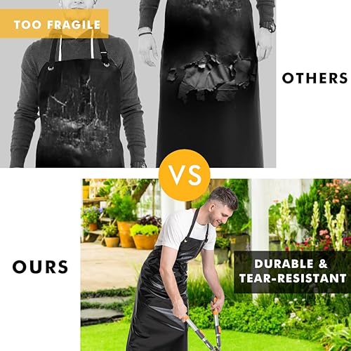 Miniatura 5 de ROTANET Delantal de goma impermeable ajustable resistente para el trabajo de carnicero de laboratorio, para lavavajillas, aseo de perros, limpieza