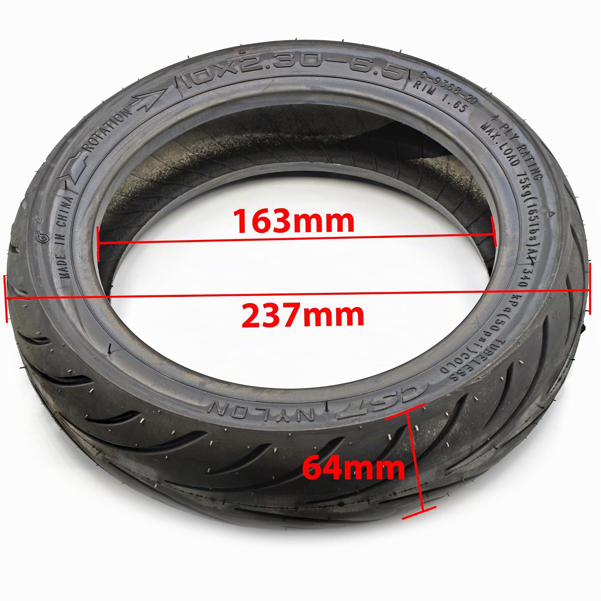 myBESTscooter - 10 x 2,30-6,5 pneumatici tubeless per scooter elettrico NIU KQi2/KQi2 Pro, cerchione da 10 pollici in gomma con valvola
