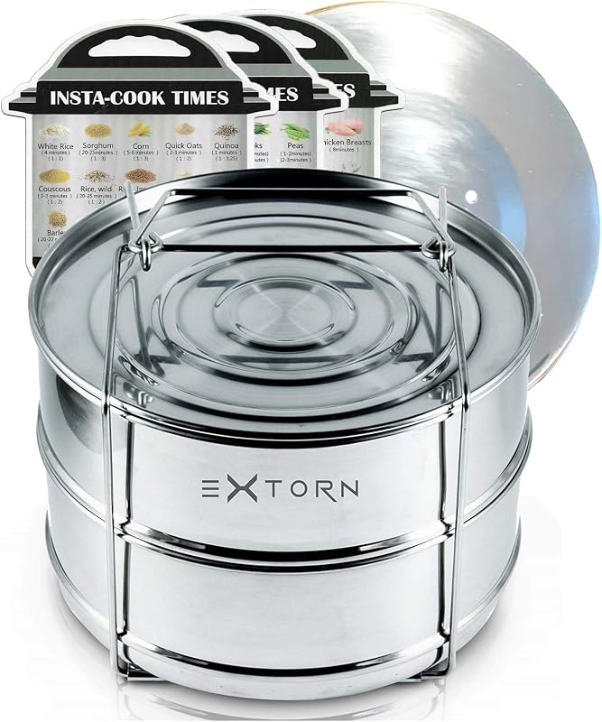 Stackable Steamer Inserts for Instant Pot 6/8 qt Electric Pressure Cooker Accessories - Duo/Multi/2-Tier Stainless Steel Instant Pots with Sling Handle for Cooking & Baking