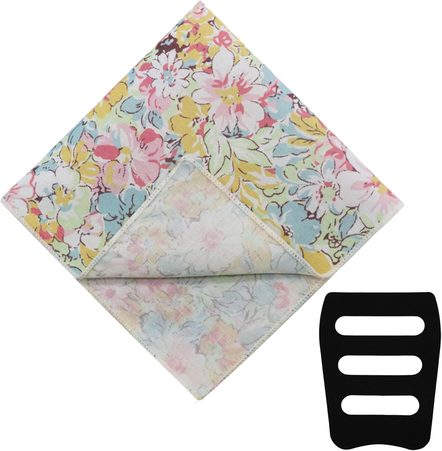 Floral Pocket Squares for Men Cotton Mens Handkerchiefs with Holder