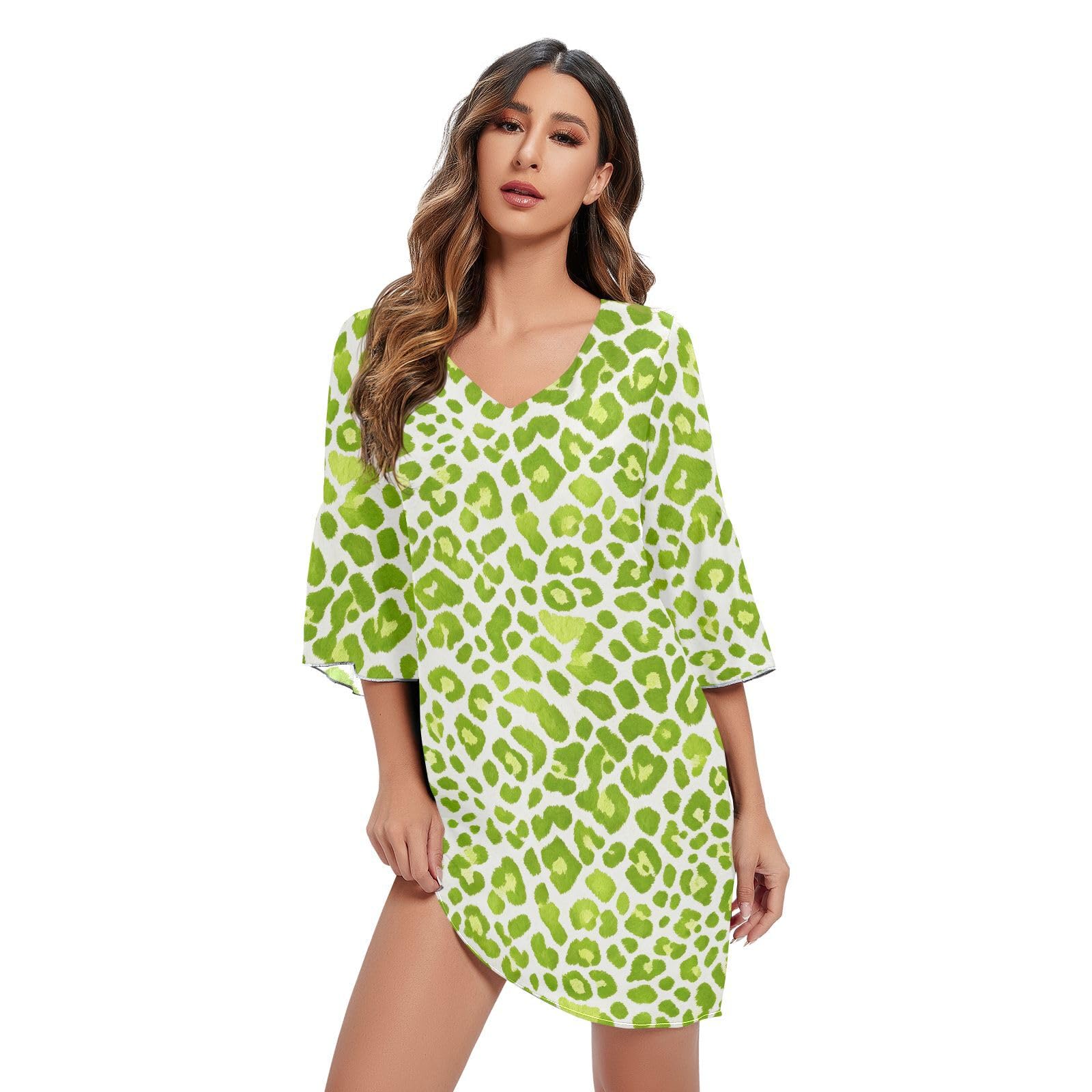 Robe décontractée en mousseline imprimé léopard citron - 7