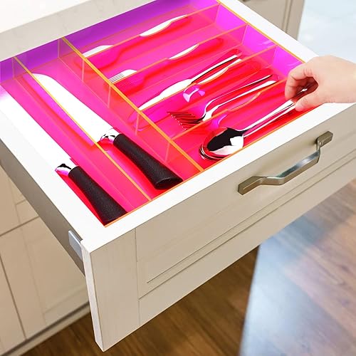 Miniatura 7 de Gelite Organizador de cubiertos de cocina organizador grande de cubiertos de acrílico en cajón, bandeja de cubiertos, almacenamiento de cubiertos,