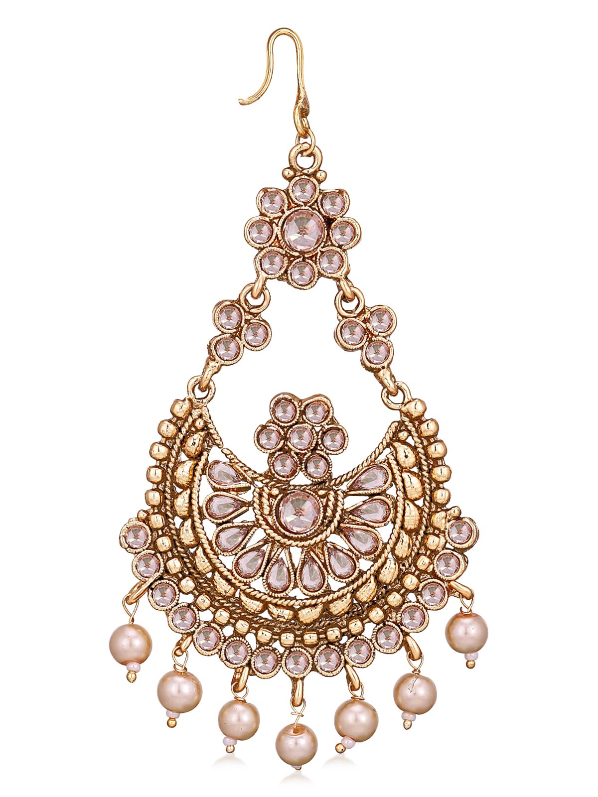 Sukkhi Stylish Floral Chandbali Gold Plated Kundan With Pearls Studded Passa | Maangtika Jewellery For Women (PAS105001) (B0CKXX63SC) Amazon Price History, Amazon Price Tracker