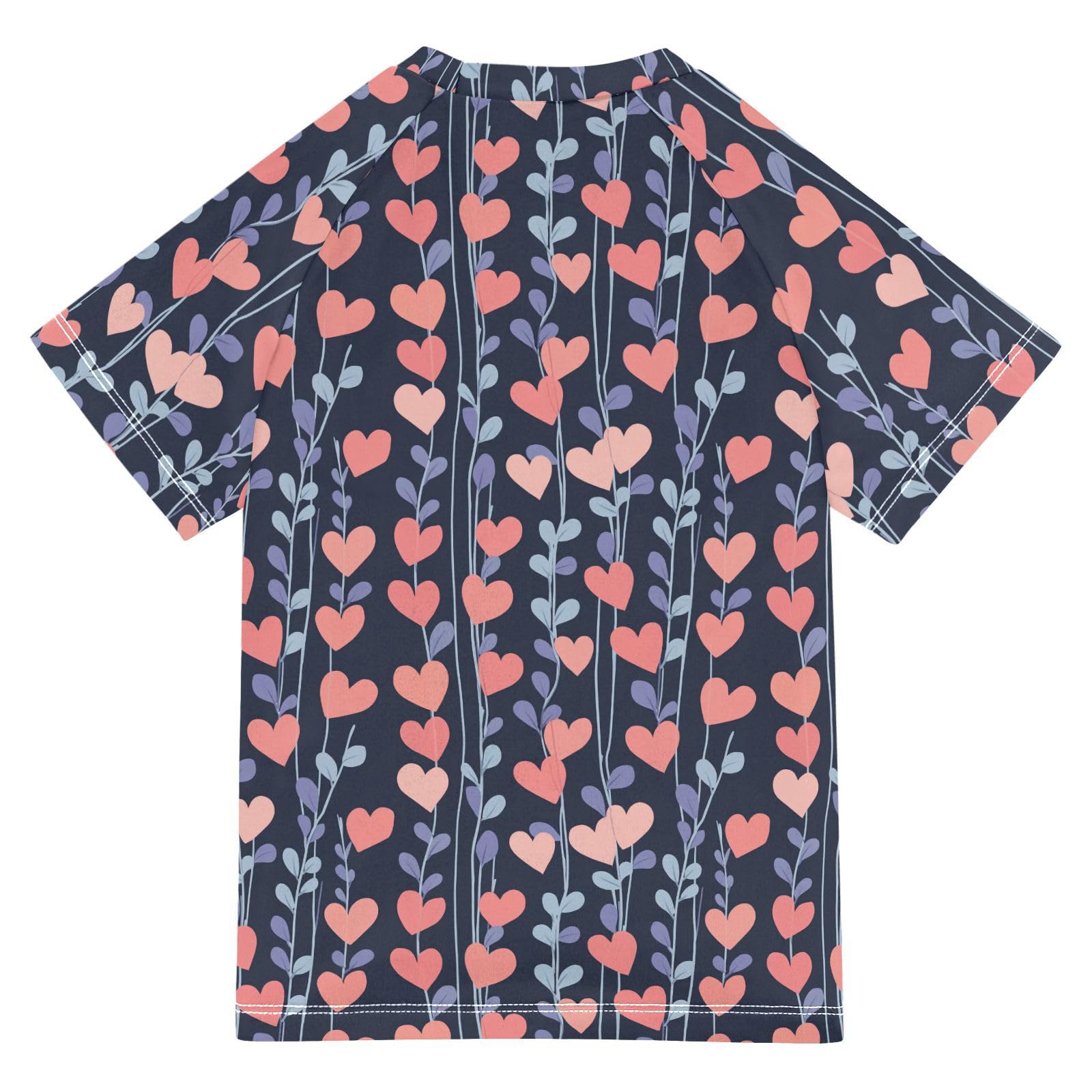 Bathing Suit Kids Short Sleeve Rash Guard for Girls 5T Valentines Day Eucalyptus Hearts