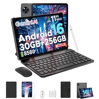 U11 Pro Android 16 Tablet 11 Zoll Gemini AI, 30GB+256GB (2TB TF), 8580mAh, 90Hz Display, WiFi 5, T7200 Octa Core Tablets PC, 13MP+5MP, Tablet mit Tastatur, Stift, Maus, Hülle - Amazon product rated Grade A