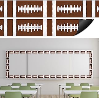 Whaline 24Pcs Rugby Magnetic Bulletin Board Border Back to School 3D Brown Football Magnetic Strips Border Trim for Sport Theme Office Classroom Decor