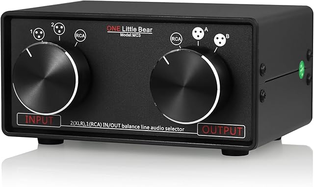 Nobsound Little Bear MC3 3-IN-3-OUT XLR Balanced/RCA Stereo Converter Audio Selector Splitter Box Passive Preamp XLR to RCA Audio Switch