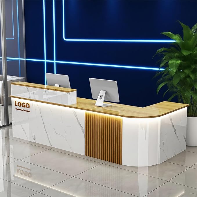 Reception Desk with Counterr, Lockable Drawers and Storage,Shopping Mall Office Cashier Receptionist Desk for Receptionists in Offices, Retail Stores, Lobbies, Shops