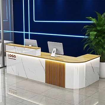 Reception Desk with Counterr, Lockable Drawers and Storage,Shopping Mall Office Cashier Receptionist Desk for Receptionists in Offices, Retail Stores, Lobbies, Shops