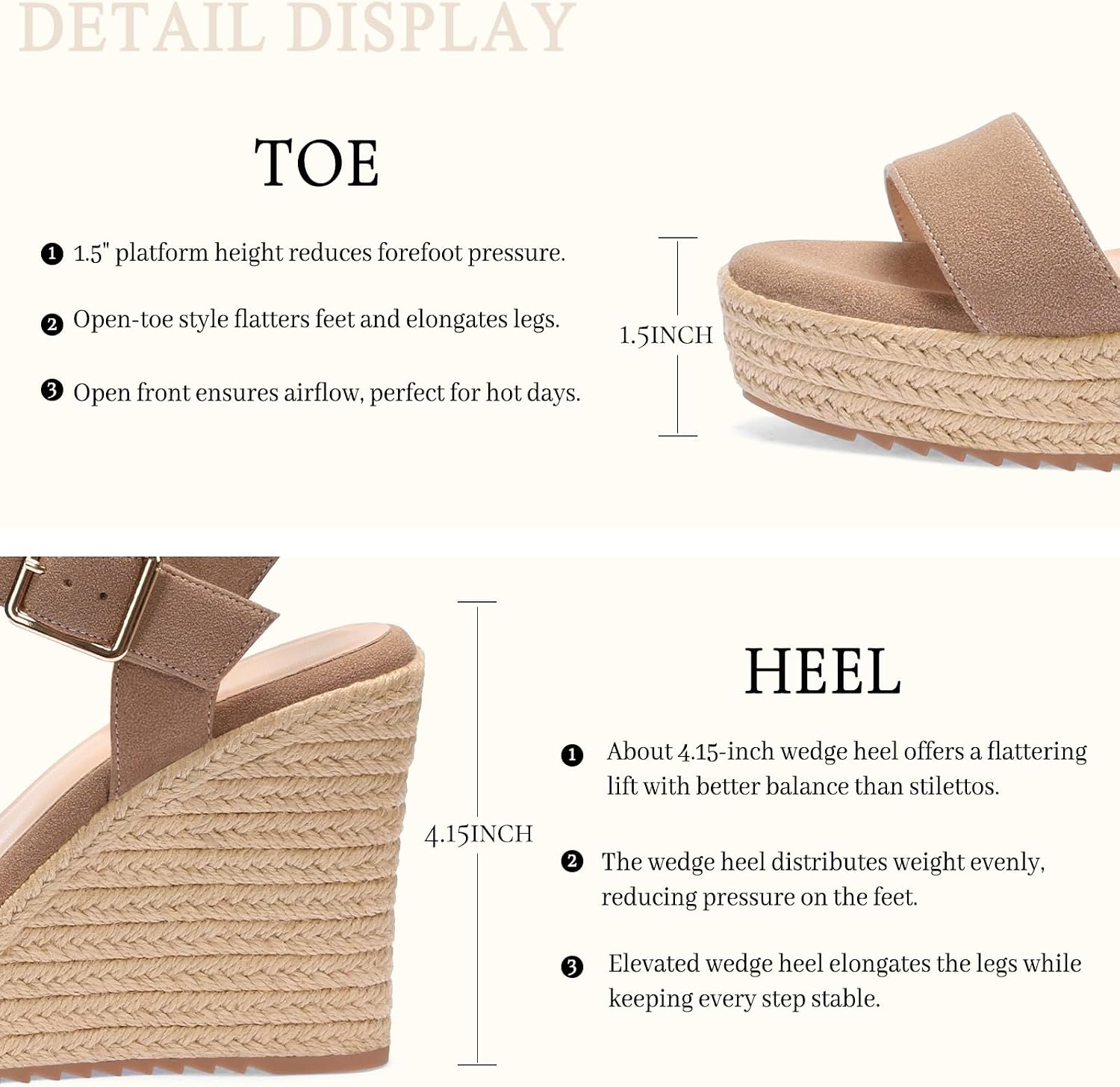 VICKI·VICKI Women's Platform Sandals Wedge Ankle Strap Open Toe Sandals thumbnail