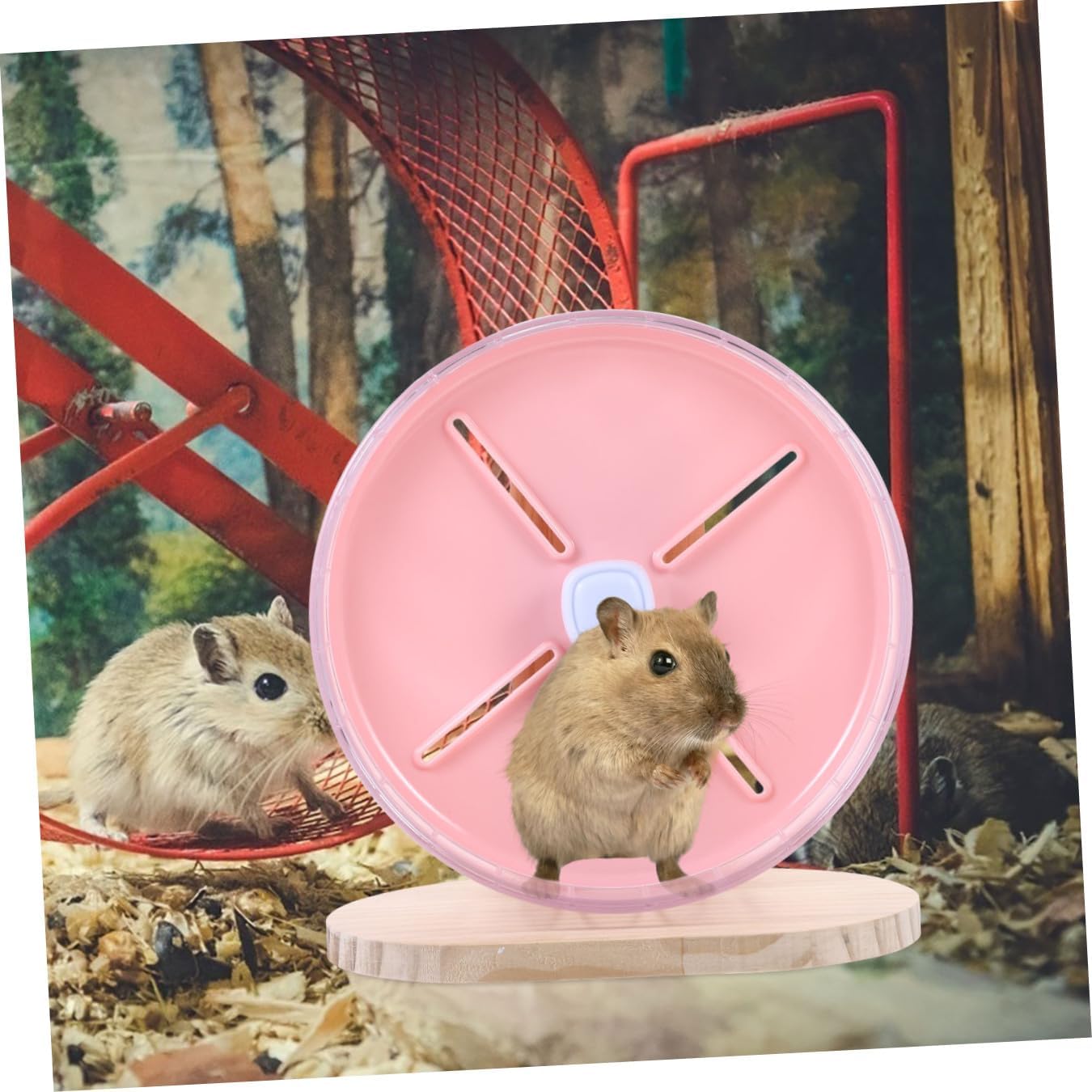 SHINEOFI Silent Hamster Wheel with Stand 20Cm Pink Running Exercise Wheel Compact Small Rat and Chinchilla Supply for Pet Small Animals