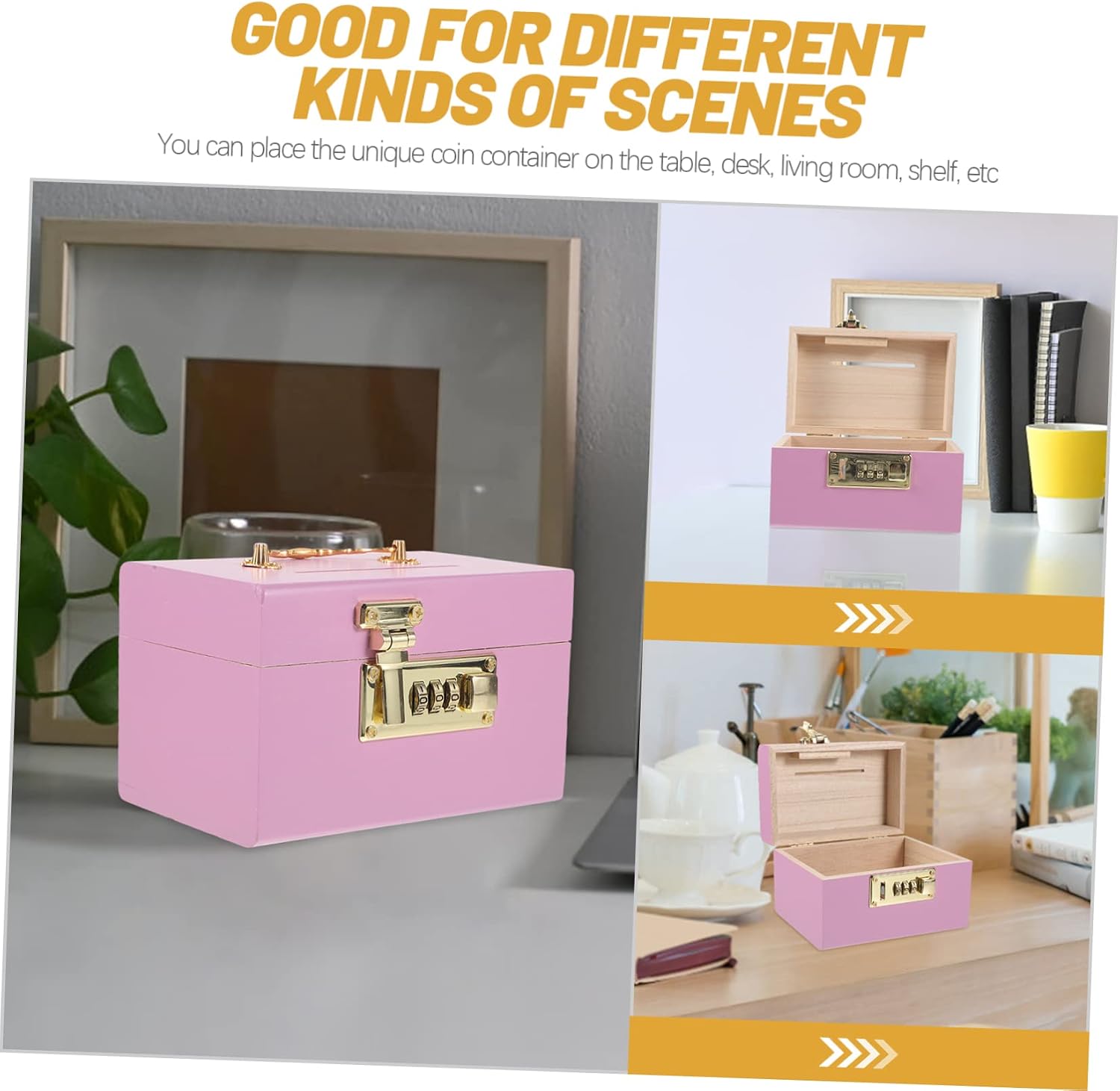Wooden Piggy Bank Home Decor Wooden Piggy Bank Adult Piggy Bank Password Iron Pink Retro Decor Pirate Treasure Chests